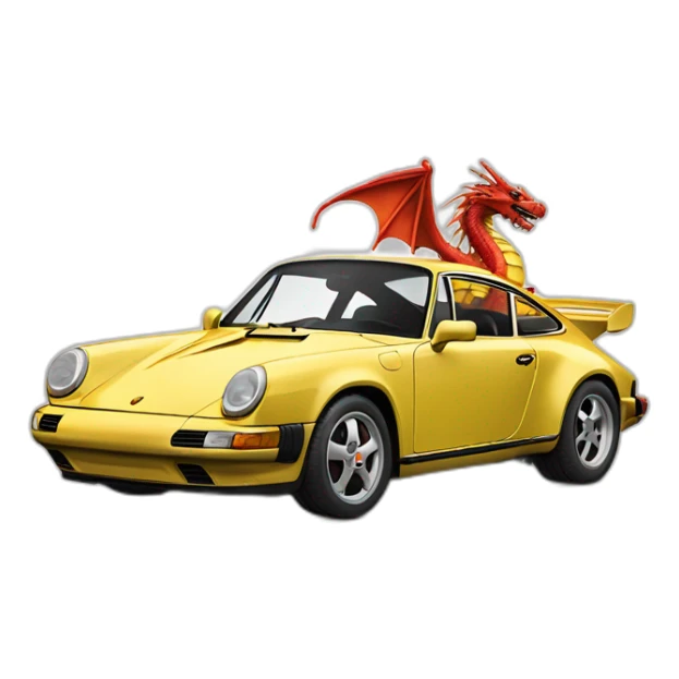 Voiture porsche avec un dragon qui l'entour sticker