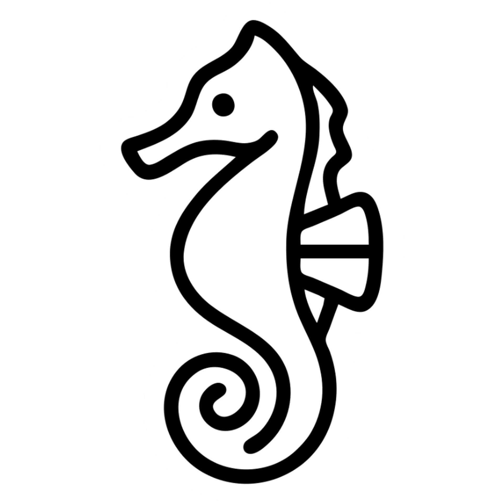 A seahorse emoji, outlined icon with no fill sticker