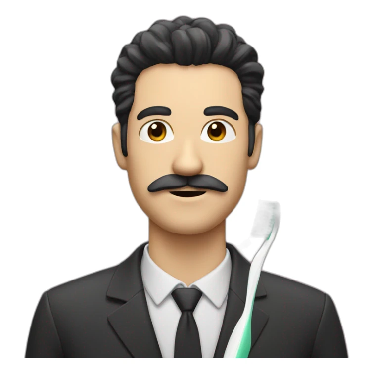White man with black hair and toothbrush moustache sticker