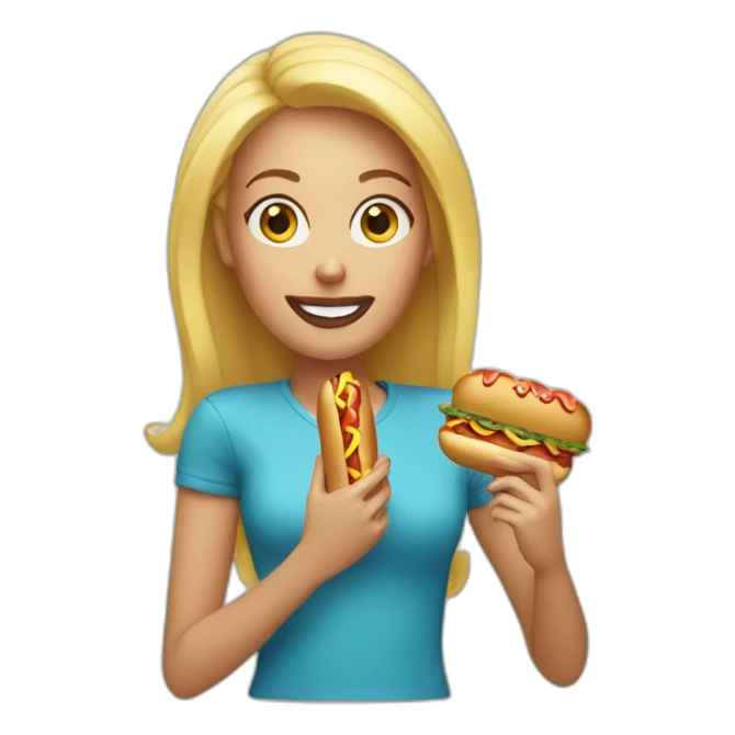 blonde woman eat hotdog sticker
