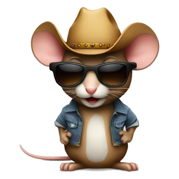 a mouse wearing a cowboy hat and sunglasses sticker