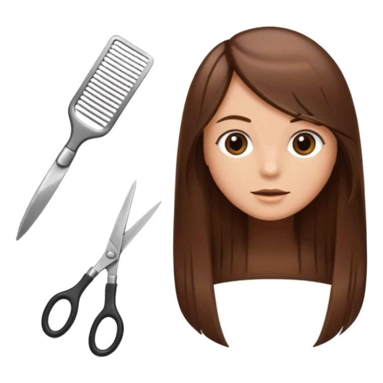 comb and scissors next to smooth hair strands sticker