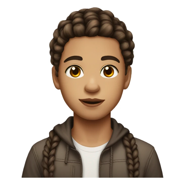 light skin teen boy with brown eyes and big lips with braids sticker