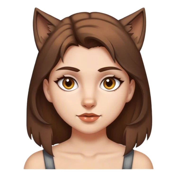 girl with wolf cut brown hair and hazel eyes  sticker