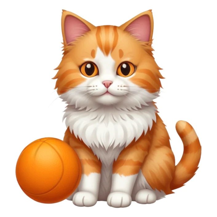 cat full body sitting playing with a toy ball sticker