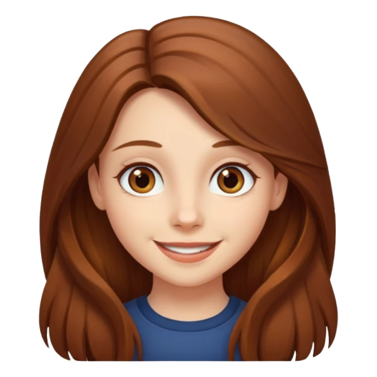 create a girl with chestnut colored long hair, hazel eyes and beautiful smile sticker