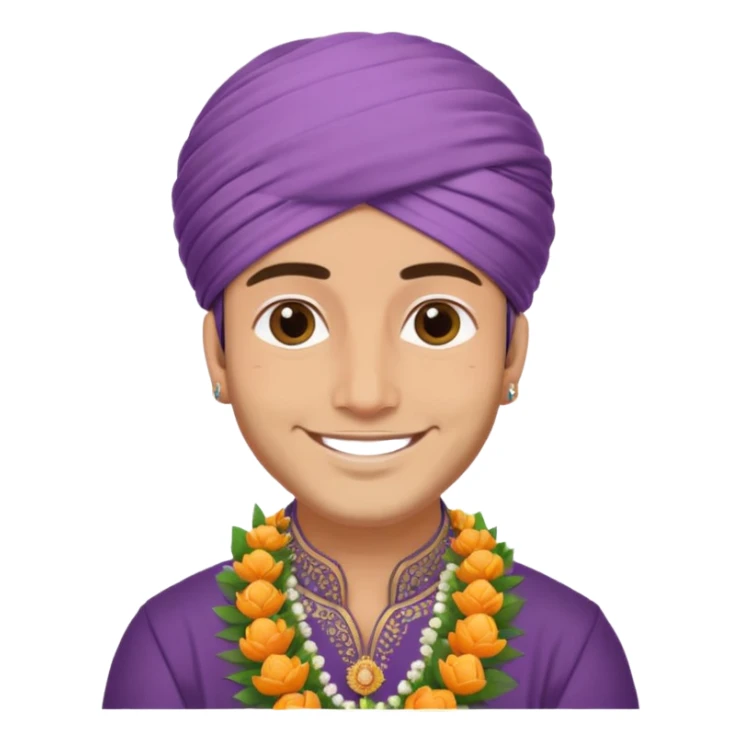 white indian groom holding garland sticker