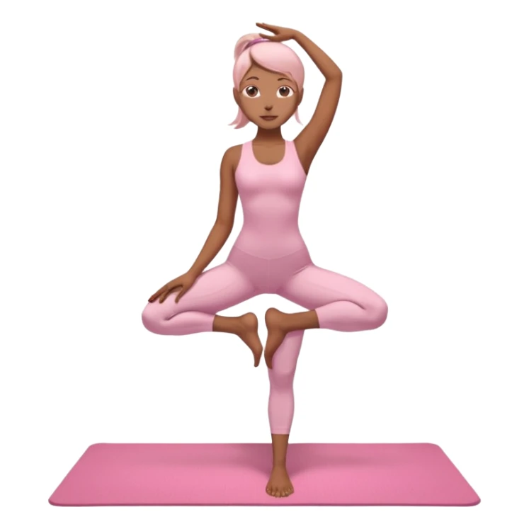 girl standing in a yoga pose in a pink bodysuit sticker