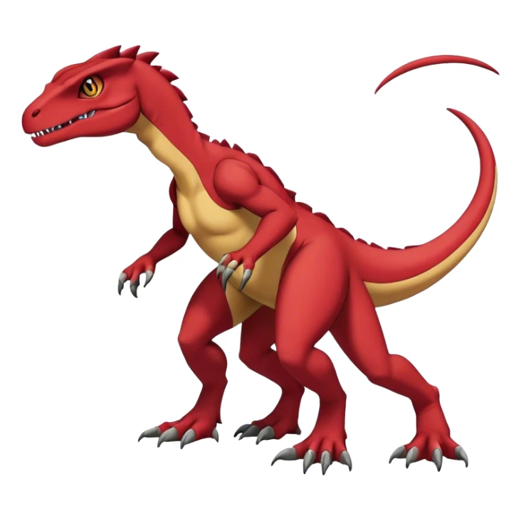  Cool Edgy Maroon Guilmon-Charmeleon-Digimon-Fakemon-Velociraptor full body sticker