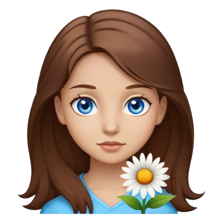 Girl blue eyes brown hair flover sticker