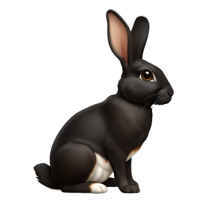 Harlequin rabbit breed black and dark brown sitting sticker