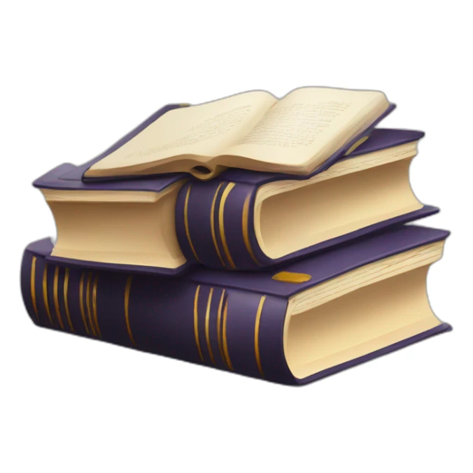 three selfstanding books with different size and thick with one book inclined sticker