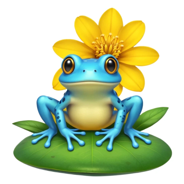 cyan frog on top of flower sticker