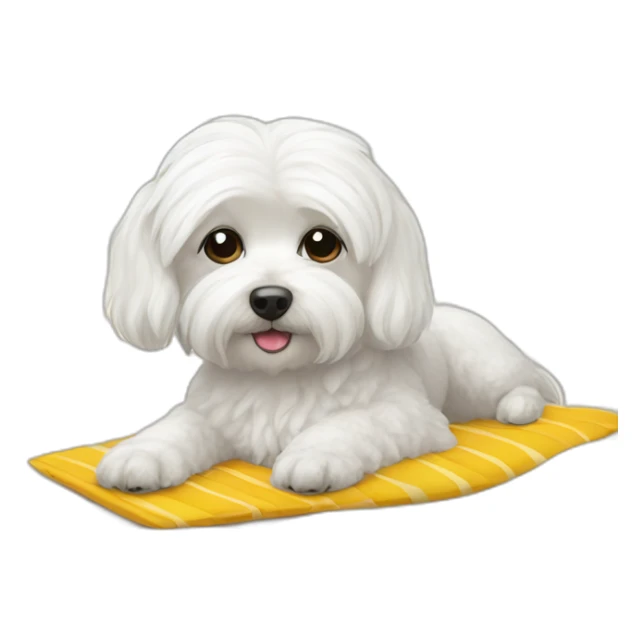 Maltese dog on a beach sunbathing sticker