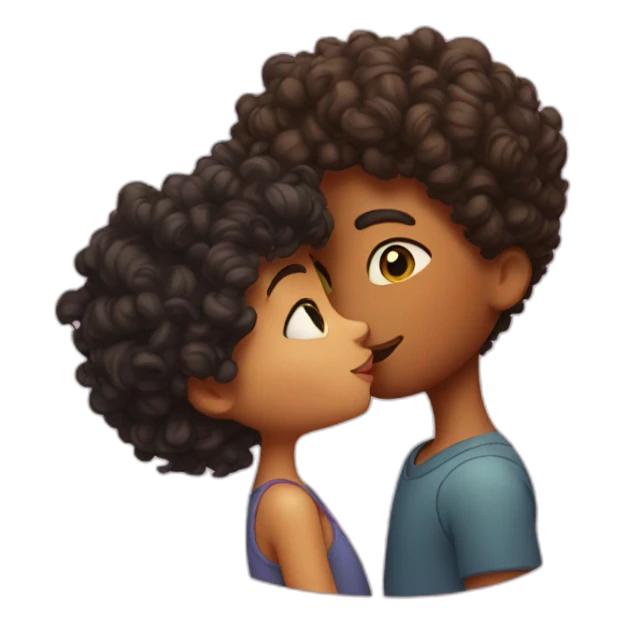 A girl kissing a curly boy sticker