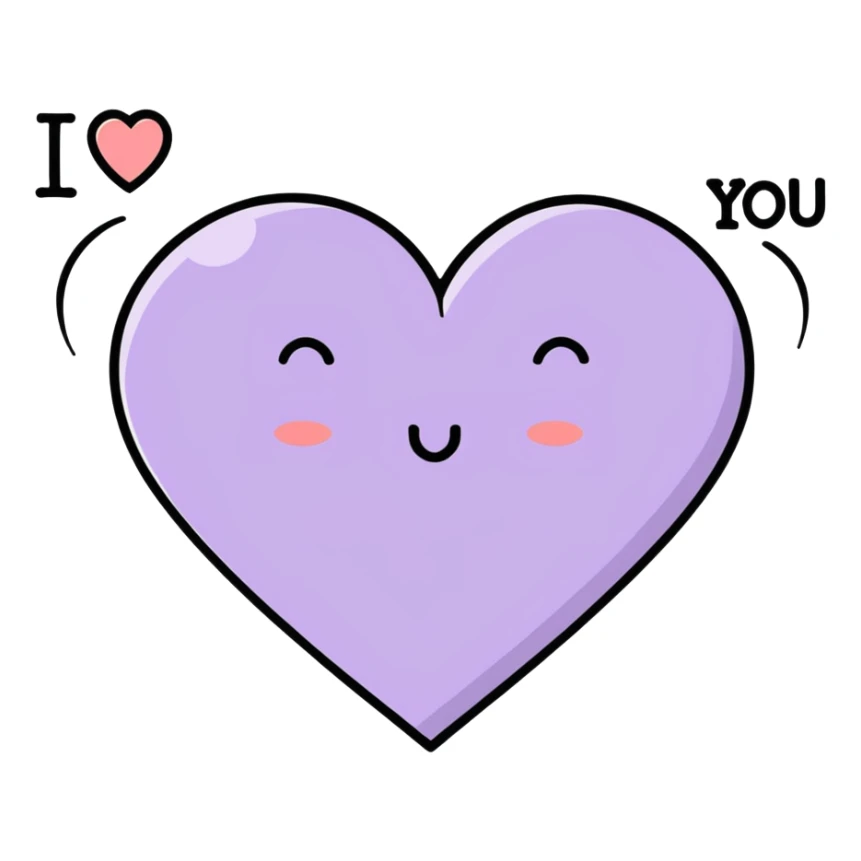 a light purple heart saying "i love you" sticker