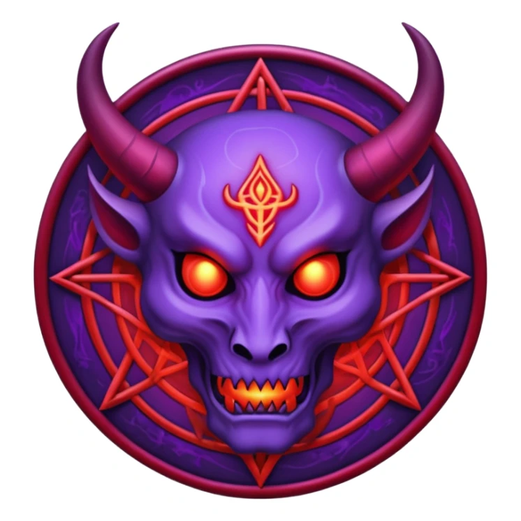 demon sigil, purple and red glow, simple sticker
