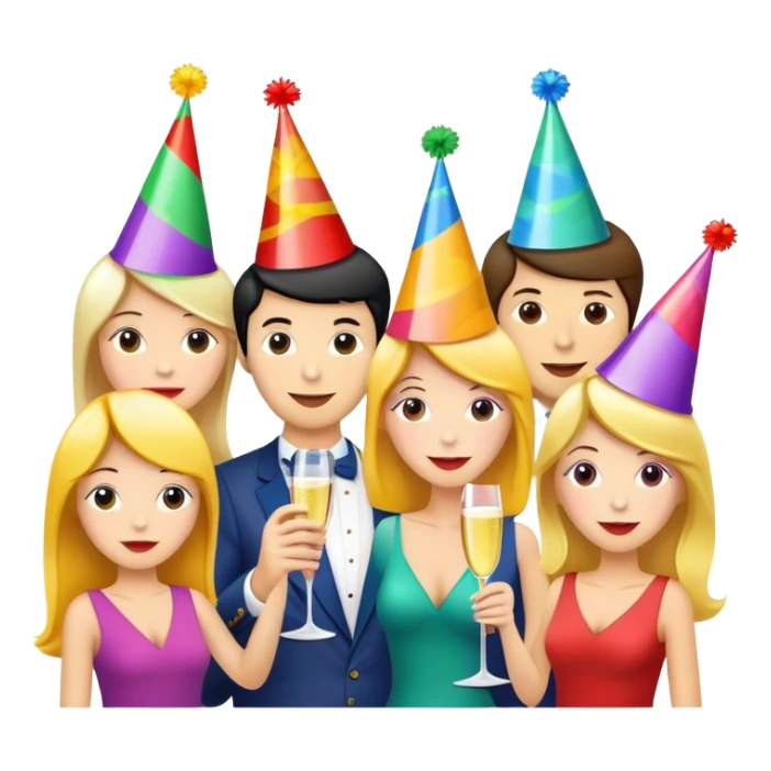 Wedding party guests celebrating with cannabis, colorful cartoon style sticker