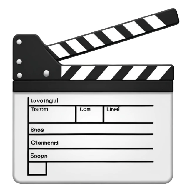 diagonal view of clapperboard outline, ultra simple black outlines only sticker