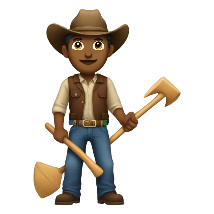 A brown man with a hoe and cowboy hat sticker