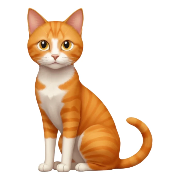 full body solid orange domestic shorthair slim cat with yellow/orange eyes sitting sticker