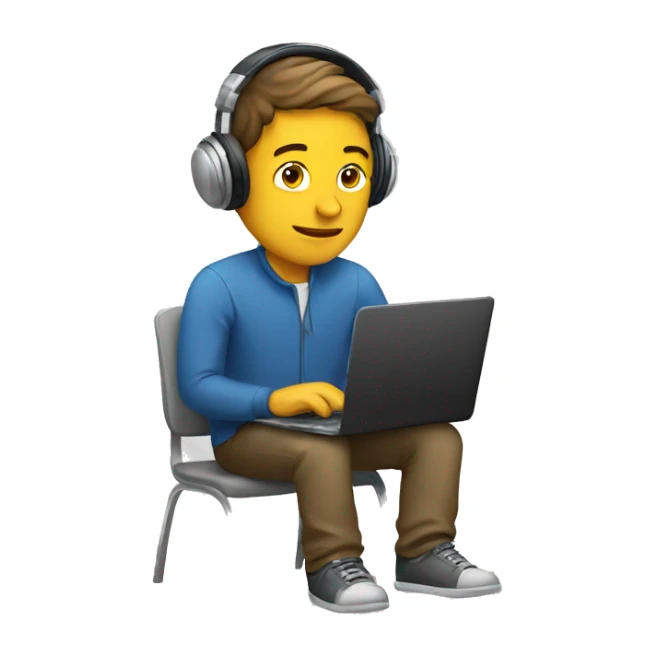 man with laptop and headphones sticker