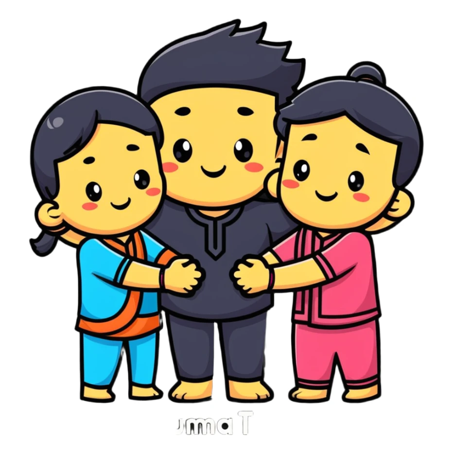 cute characters linking arms with Hindi word Tumse sticker