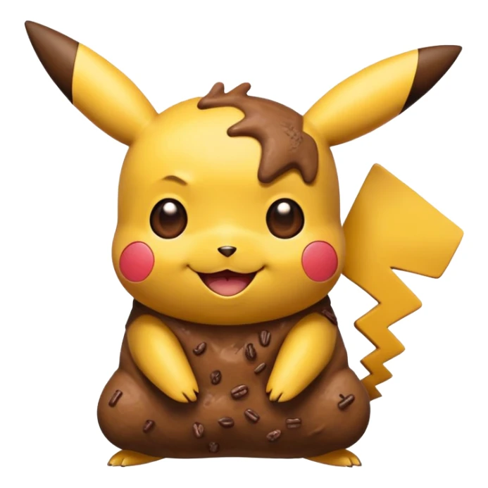 cartoon Pikachu with poop emoji sticker