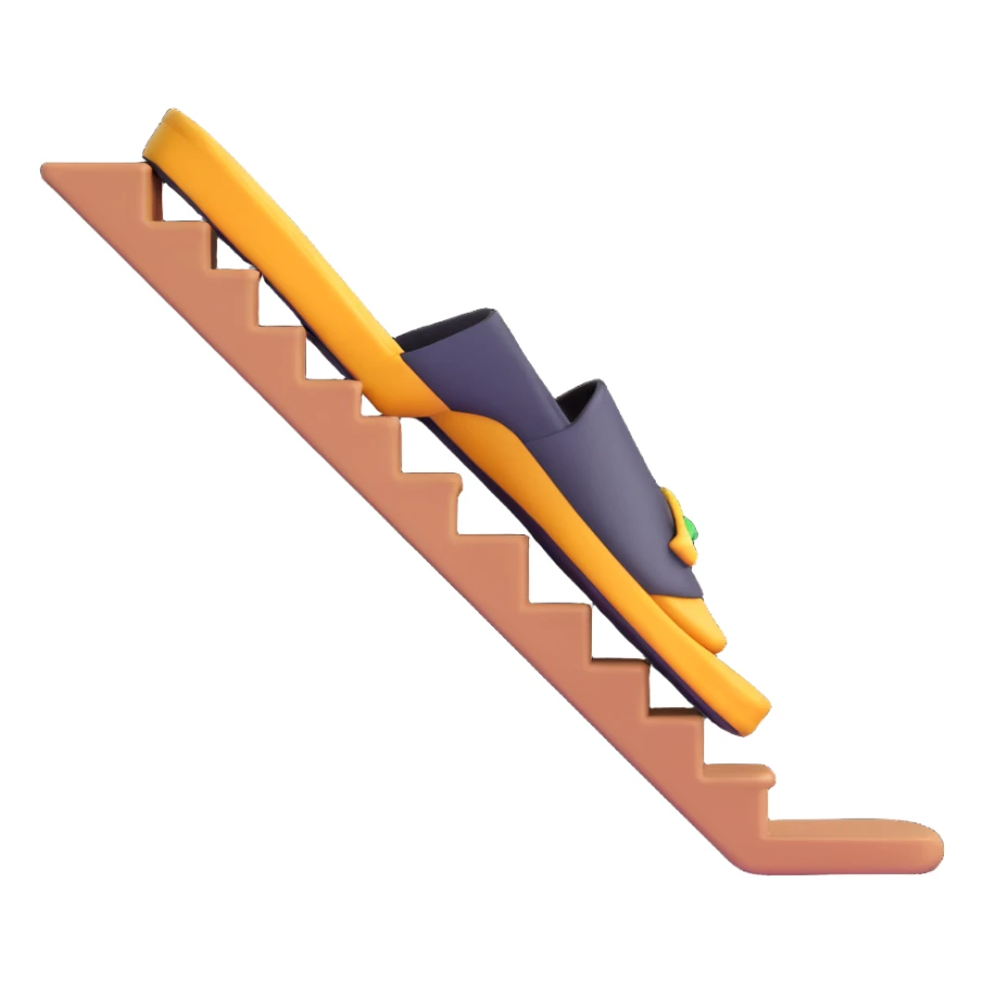 close up of a foot in a slipper on the stairs sticker