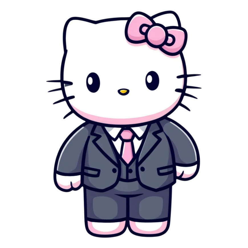 Hello Kitty in business attire working sticker