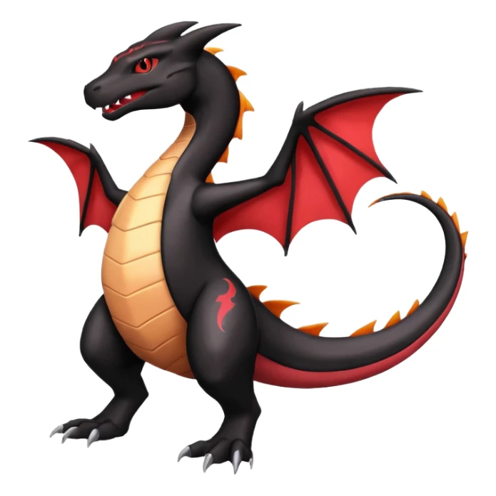 Black lanky elegant handsome cool beautiful Shiny-Charizard-Salazzle-Seviper-Salandit-fusion sticker