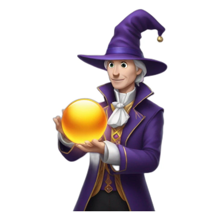 white magician holds magic ball in his hands  sticker