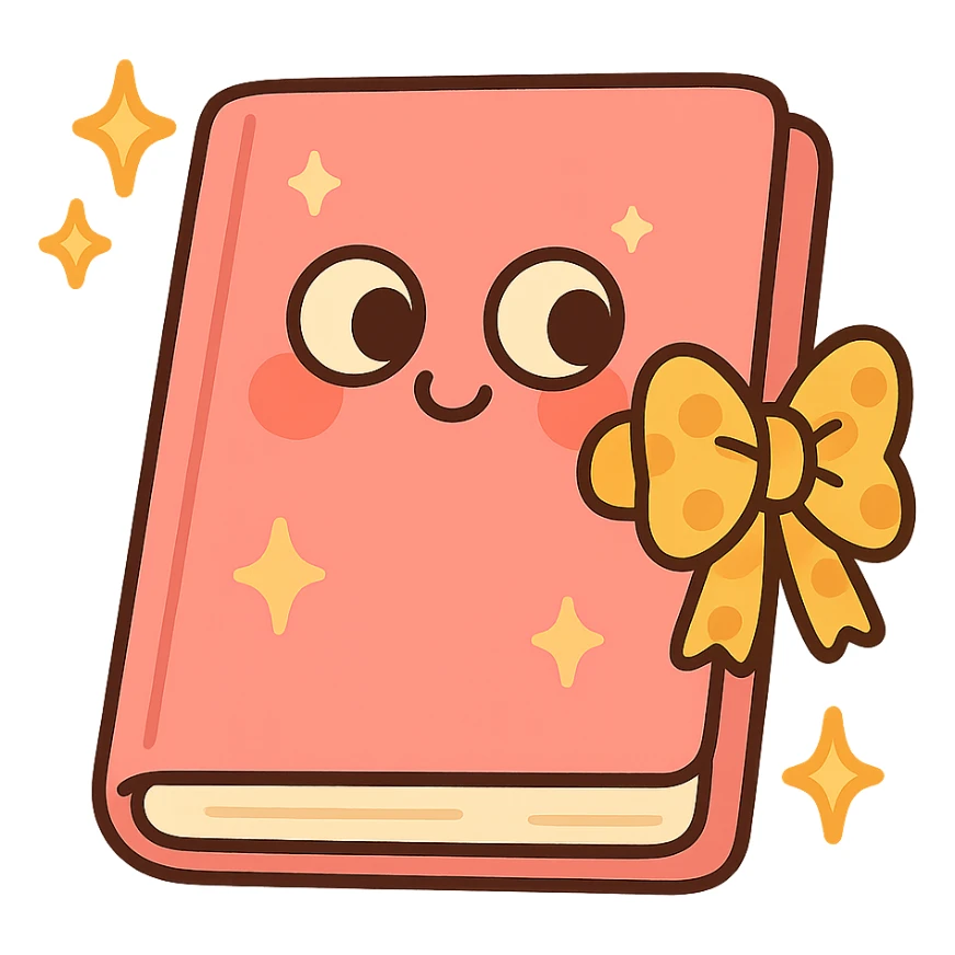 cute pink diary with sparkles and a bow, pastel colors sticker