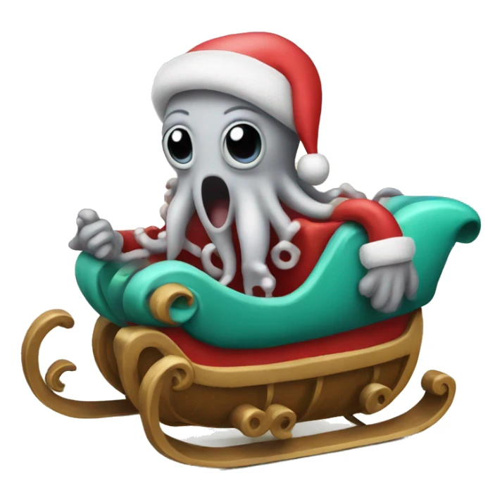 Octopus sleighride with Santa hat sticker