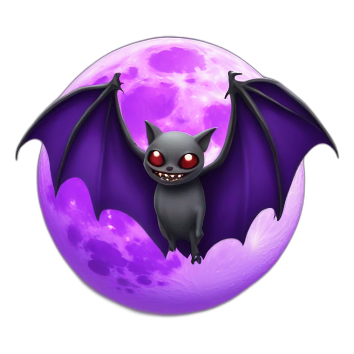 realistic full moon dripping purple behind with vampire bat wings flying in front sticker