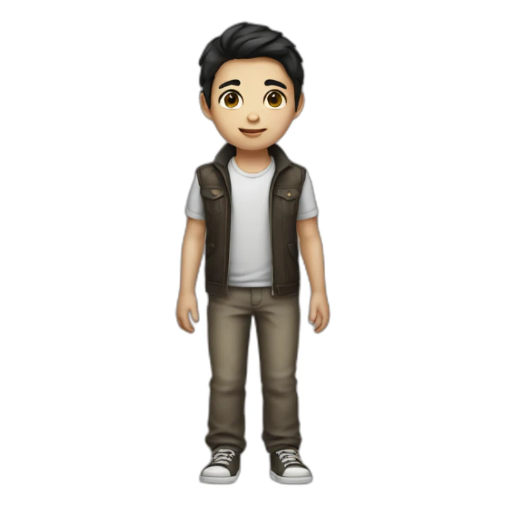 kid with dark hair5 and white skin full length sticker