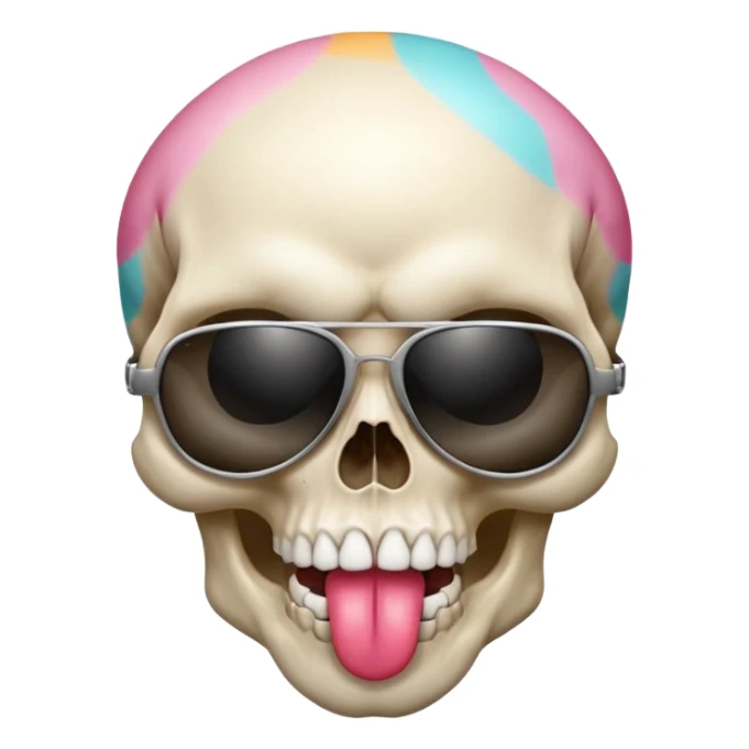 Skull wearing sunglasses and tongue sticking out sticker