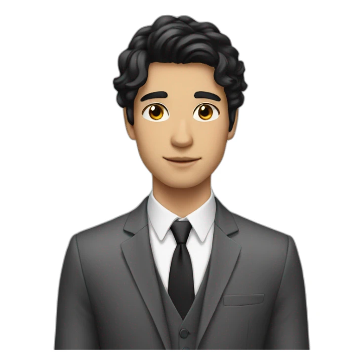 23 years old man black hair white skin with suit sticker