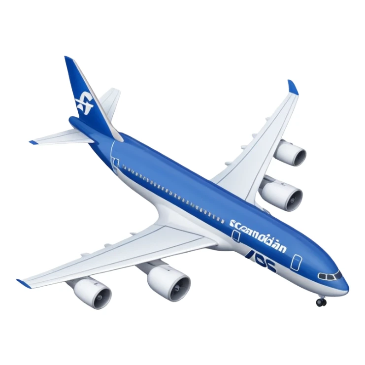 Scandinavian Airlines airplane with blue and white colors sticker