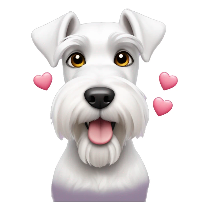 White schnauzer dog with hearts sticker
