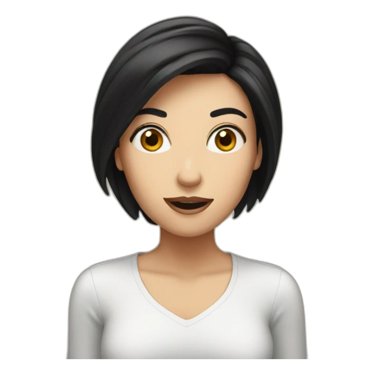 white woman black hair surprised sticker