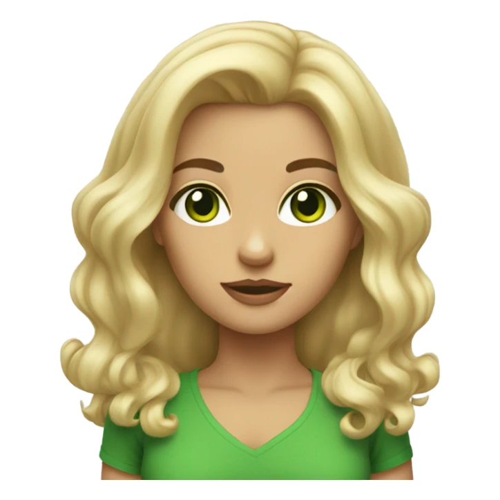 blonde girl green eyes blow out hair  sticker