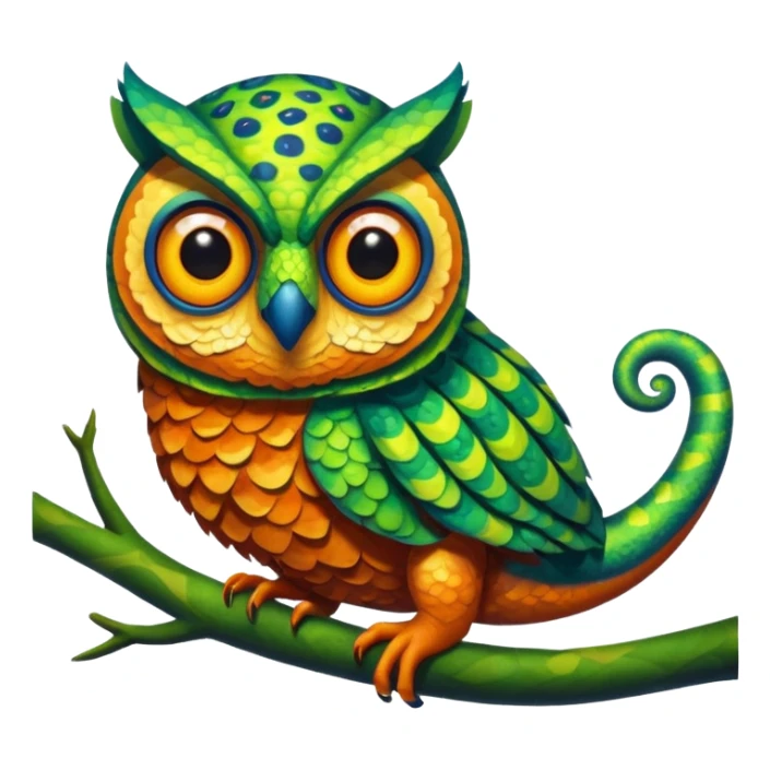 Fusion of owl and chameleon sticker