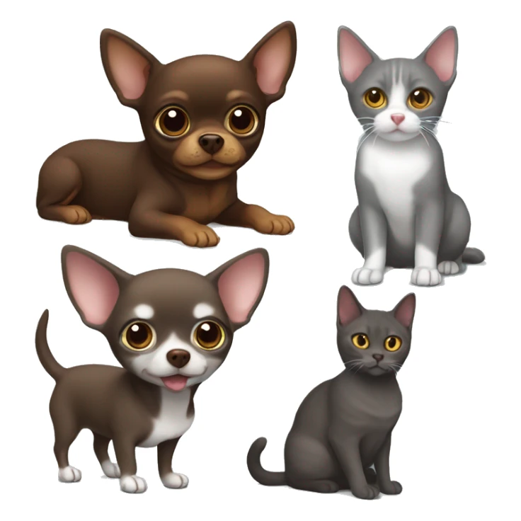 Chocolate Brown Chihuahua and British grey cat  sticker