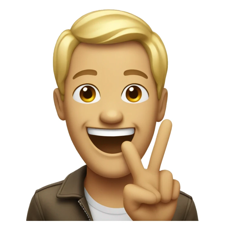 laughing looking happy doing the peace sign sticker