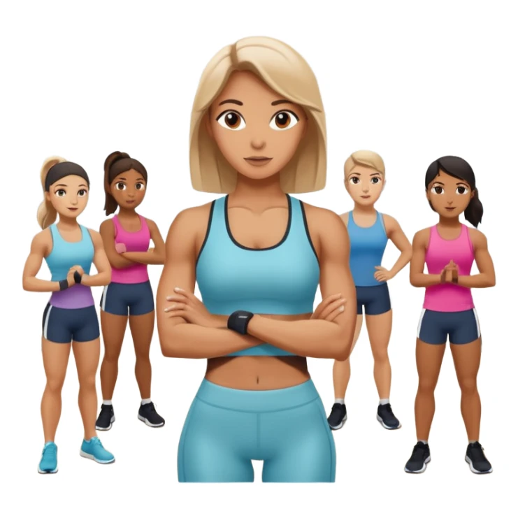 the personal trainer woman teaching students at the gym. the students are making some points sticker