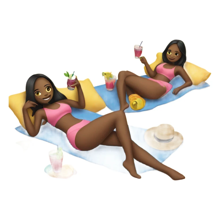 Girls laying at the beach with a drink in her hand sticker