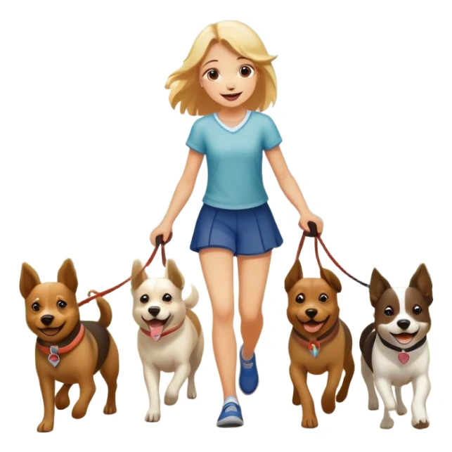 A girl leads three dogs sticker