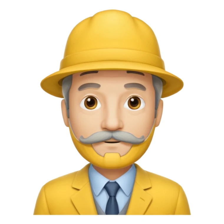 middle aged mobster with yellow colored suit and hat and grey mustache and beard sticker