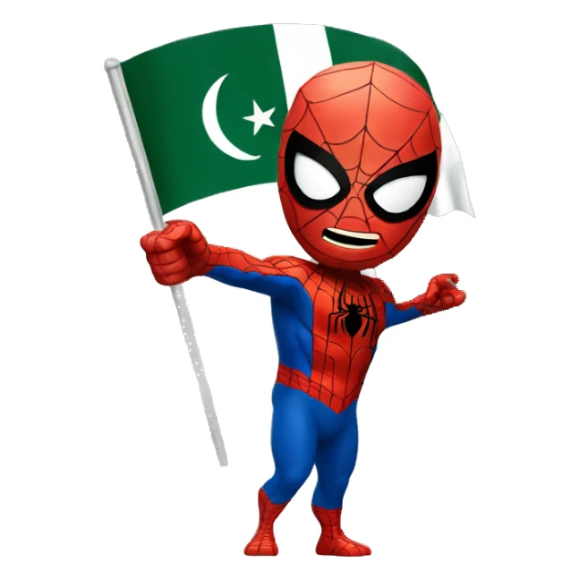 Spider-man waving Pakistan flag in hand sticker